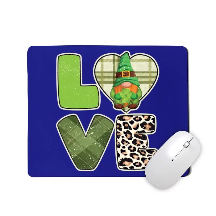 St Patricks Day Lucky Gnome Love Leopard Plaid Shamrock Gift Mousepad