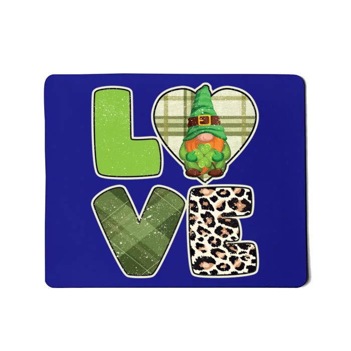 St Patricks Day Lucky Gnome Love Leopard Plaid Shamrock Gift Mousepad