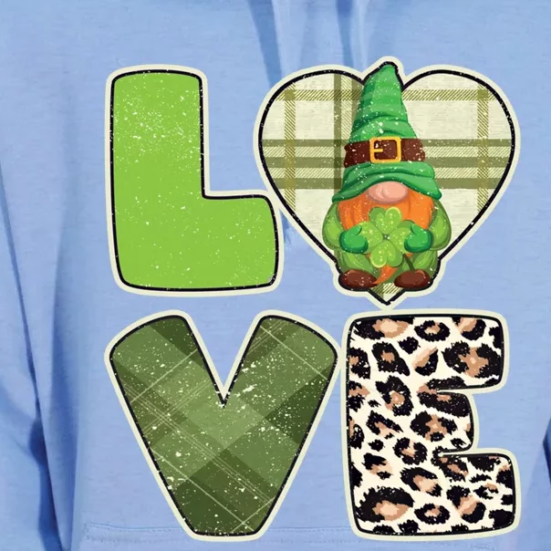 St Patricks Day Lucky Gnome Love Leopard Plaid Shamrock Gift Unisex Surf Hoodie