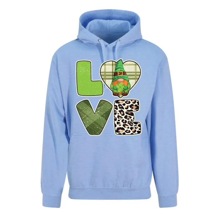 St Patricks Day Lucky Gnome Love Leopard Plaid Shamrock Gift Unisex Surf Hoodie