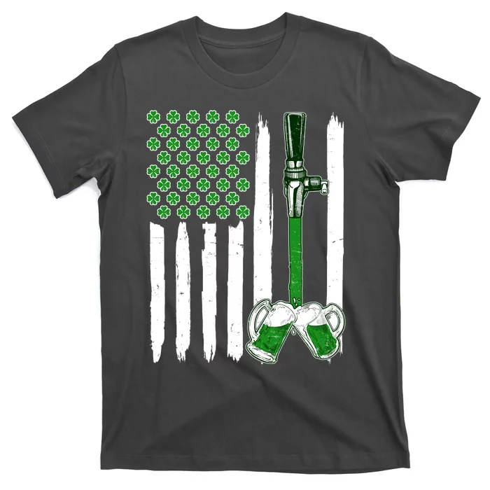 St. Patrick's Day Beer Tap USA American Flag T-Shirt