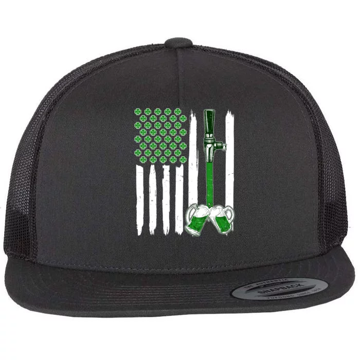 St. Patrick's Day Beer Tap USA American Flag Flat Bill Trucker Hat