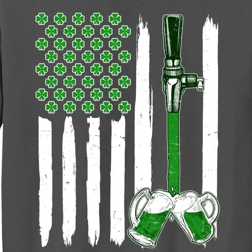 St. Patrick's Day Beer Tap USA American Flag Tall Sweatshirt