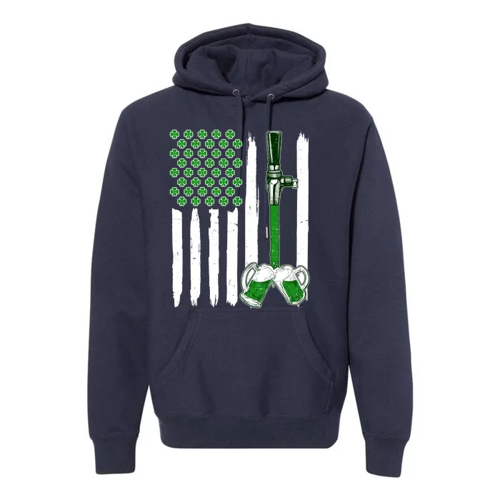 St. Patrick's Day Beer Tap USA American Flag Premium Hoodie