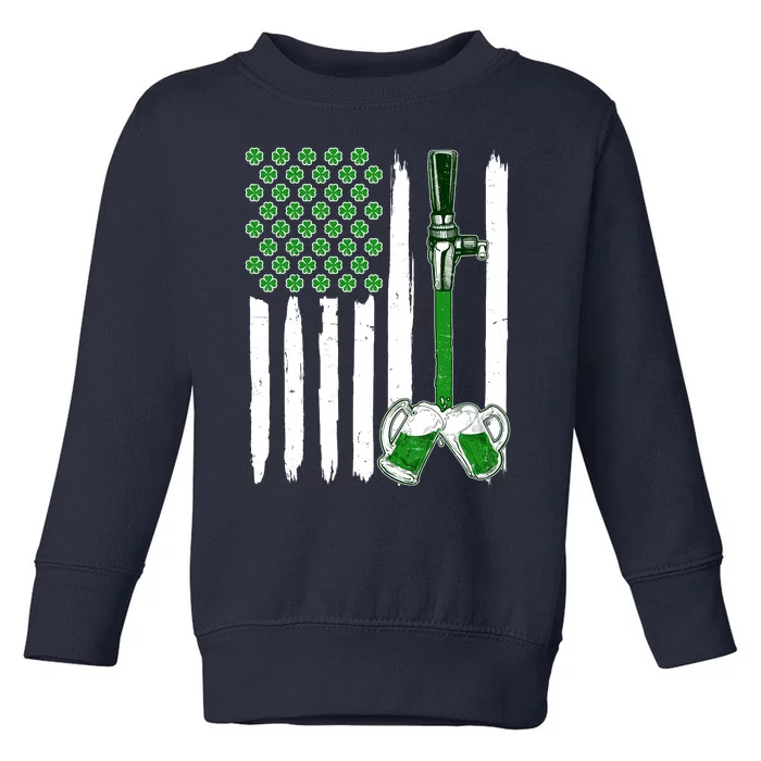 St. Patrick's Day Beer Tap USA American Flag Toddler Sweatshirt