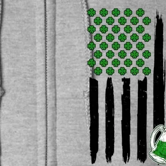 St. Patrick's Day Beer Tap USA American Flag Full Zip Hoodie