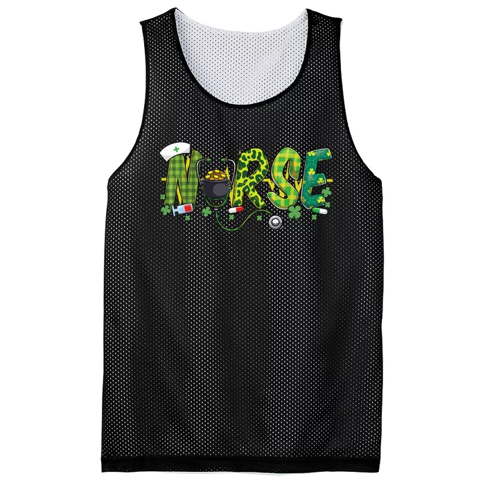 St Patricks Day Nurse Shamrock Medical Nursing Lucky RN Mesh Reversible Basketball Jersey Tank