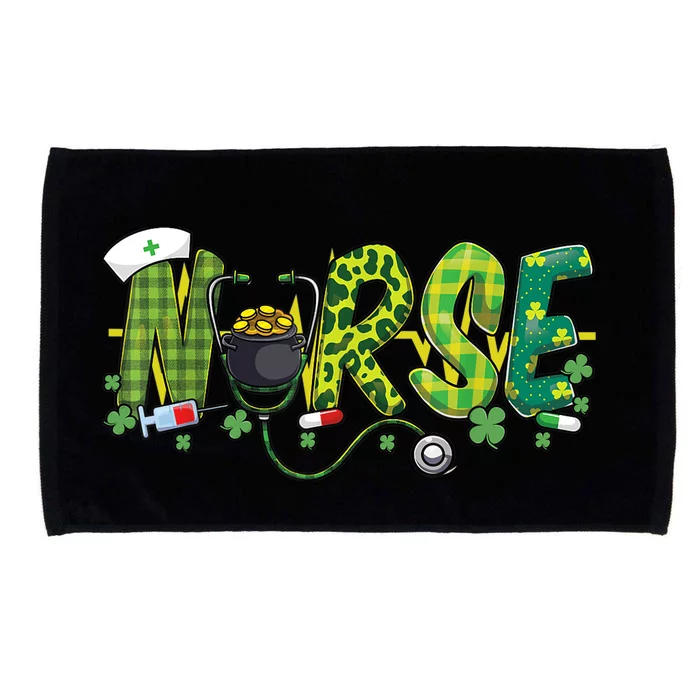 St Patricks Day Nurse Shamrock Medical Nursing Lucky RN Microfiber Hand Towel