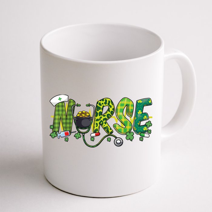 St Patricks Day Nurse Shamrock Medical Nursing Lucky RN Front & Back Coffee Mug