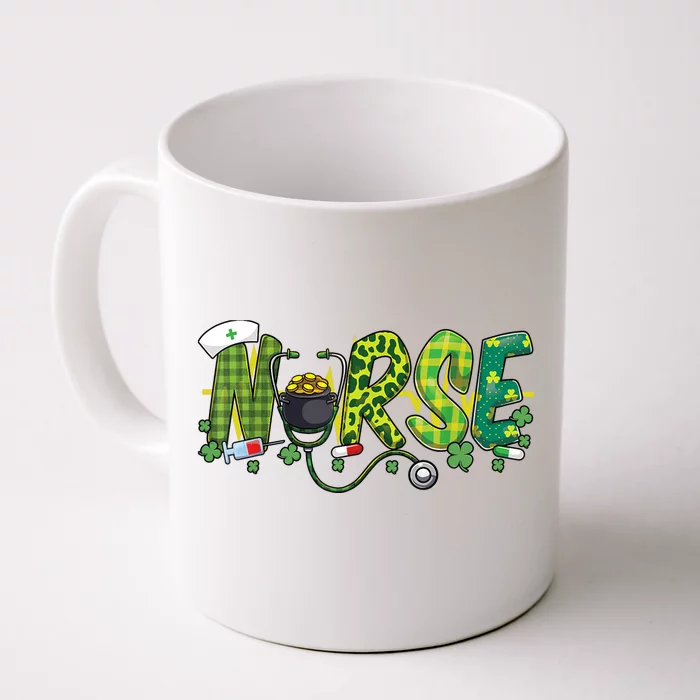 St Patricks Day Nurse Shamrock Medical Nursing Lucky RN Front & Back Coffee Mug