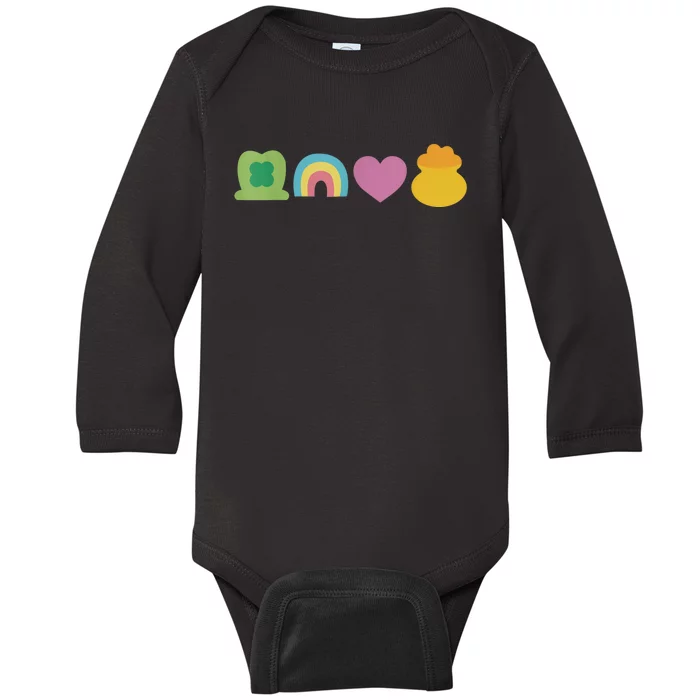 St PatrickS Day Lucky Charm Pot Gold Irish Shamrock Rainbow Baby Long Sleeve Bodysuit