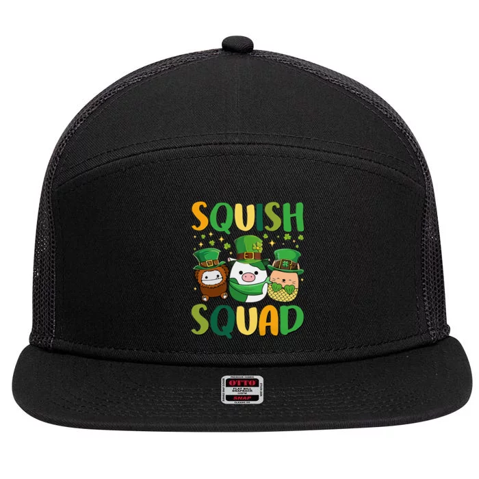 St Patrick's Day Squish Squad Cute Pig Mole Hedgehog Cute Trending Gift Idea 7 Panel Mesh Trucker Snapback Hat