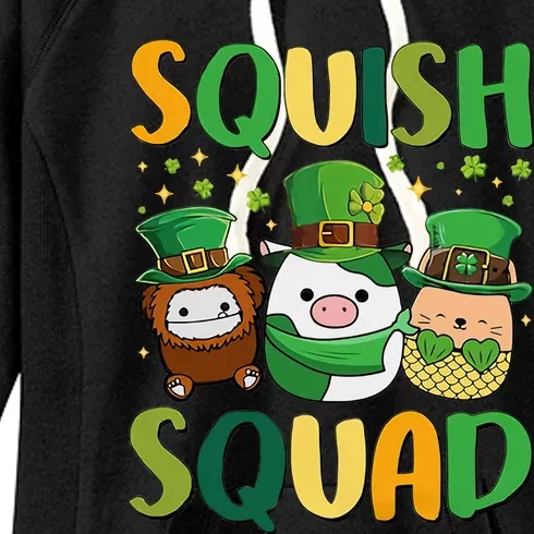 St Patrick's Day Squish Squad Cute Pig Mole Hedgehog Cute Trending Gift Idea Women's Fleece Hoodie