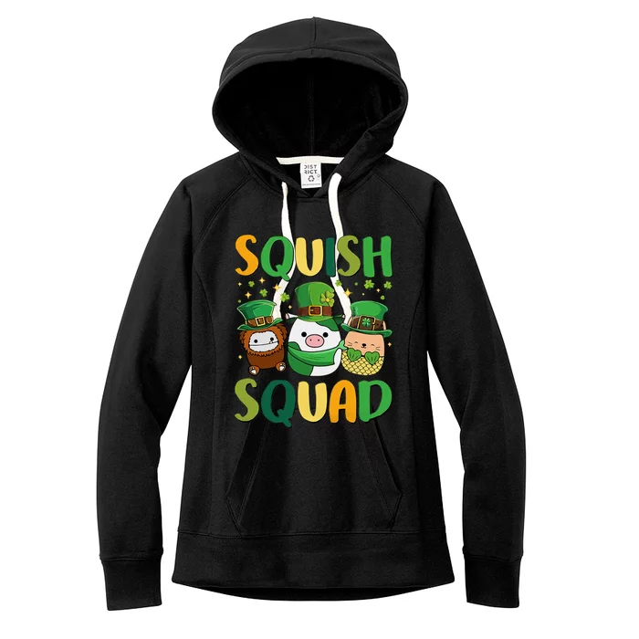 St Patrick's Day Squish Squad Cute Pig Mole Hedgehog Cute Trending Gift Idea Women's Fleece Hoodie