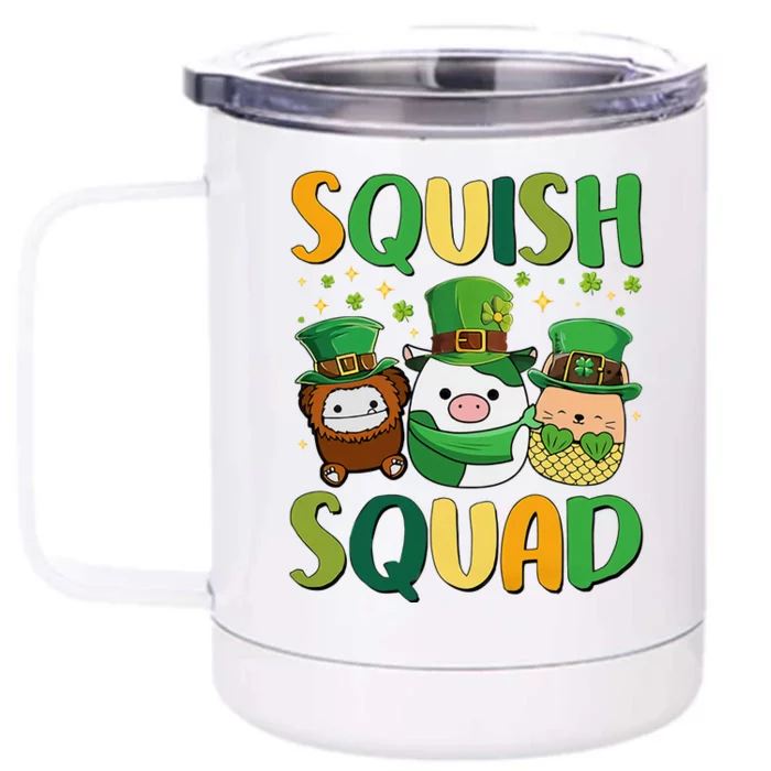 St Patrick's Day Squish Squad Cute Pig Mole Hedgehog Cute Trending Gift Idea Front & Back 12oz Stainless Steel Tumbler Cup