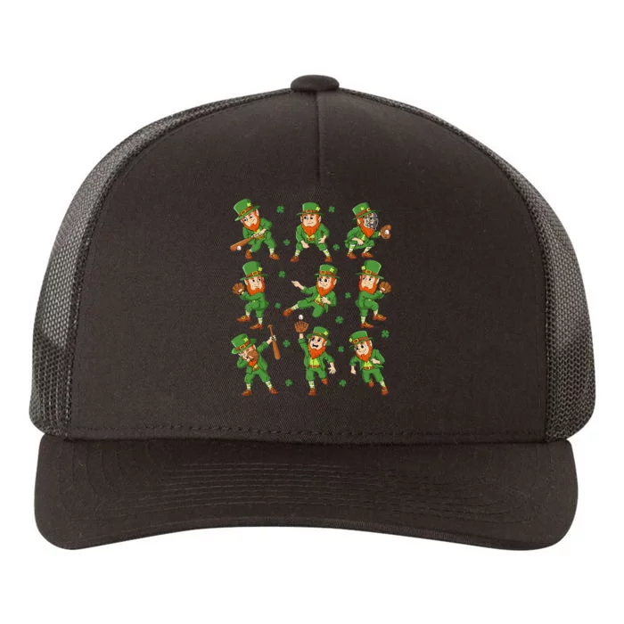 St Patricks Day Leprechaun Baseball Player Yupoong Adult 5-Panel Trucker Hat