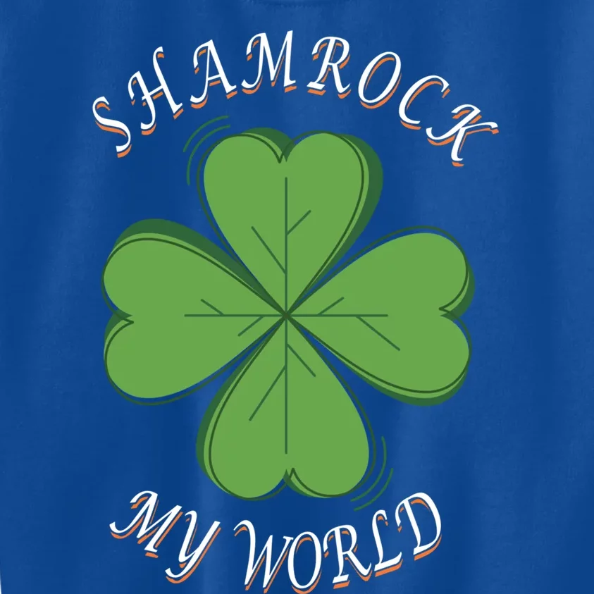 St Patricks Day Shamrock My World Cool Gift Kids Sweatshirt