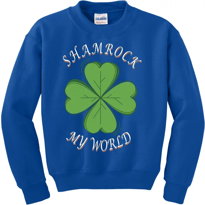 St Patricks Day Shamrock My World Cool Gift Kids Sweatshirt