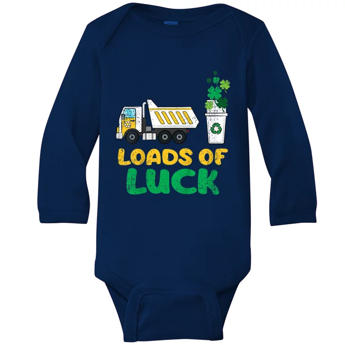 St Patricks Day Loads Of Luck Truck Baby Long Sleeve Bodysuit