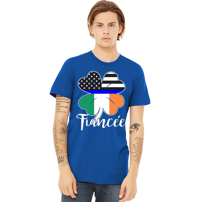 St Patrick's Day Us Flag Irish Police Fiancee Cool Gift Premium T-Shirt