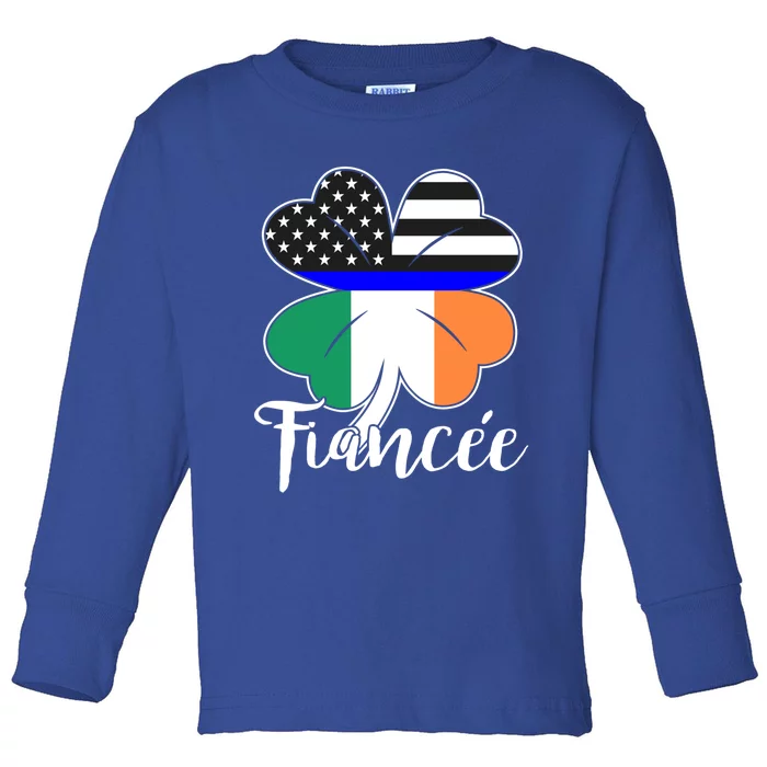 St Patrick's Day Us Flag Irish Police Fiancee Cool Gift Toddler Long Sleeve Shirt