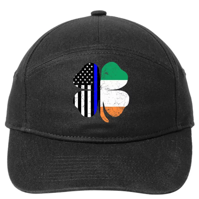 St Patricks Day Thin Blue Line American Irish Flag Police 7-Panel Snapback Hat