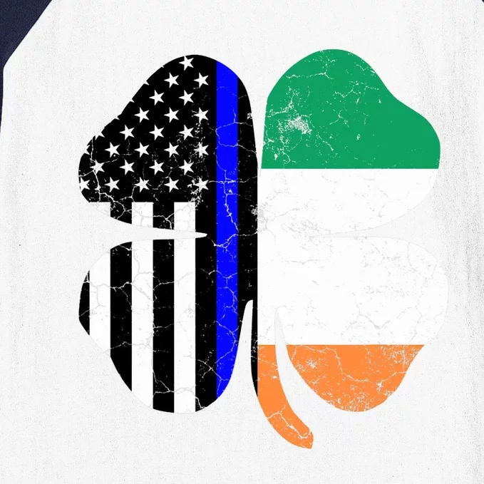 St Patricks Day Thin Blue Line American Irish Flag Police Baseball Sleeve Shirt