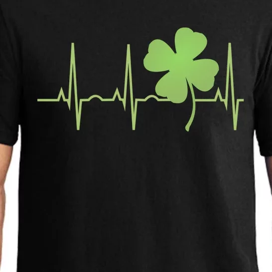 St Patricks Day Cute Gift Irish Heartbeat Hooded Gift Pajama Set