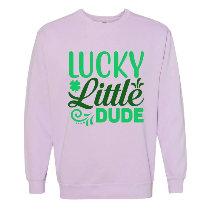 St Patricks Day Clover Shamrock Lucky Little Dude Gift Garment-Dyed Sweatshirt