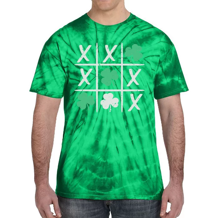 St Patrick's Day TicTacToe Lucky Shamrock Tie-Dye T-Shirt