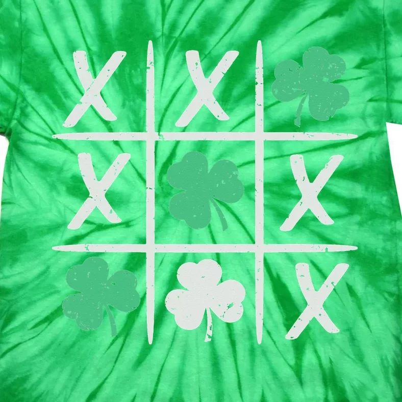 St Patrick's Day TicTacToe Lucky Shamrock Tie-Dye T-Shirt