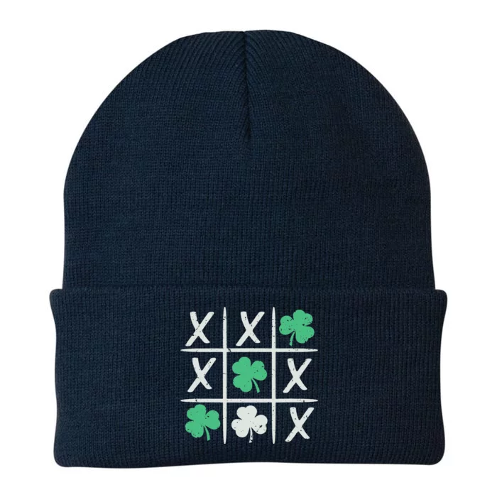 St Patrick's Day TicTacToe Lucky Shamrock Knit Cap Winter Beanie