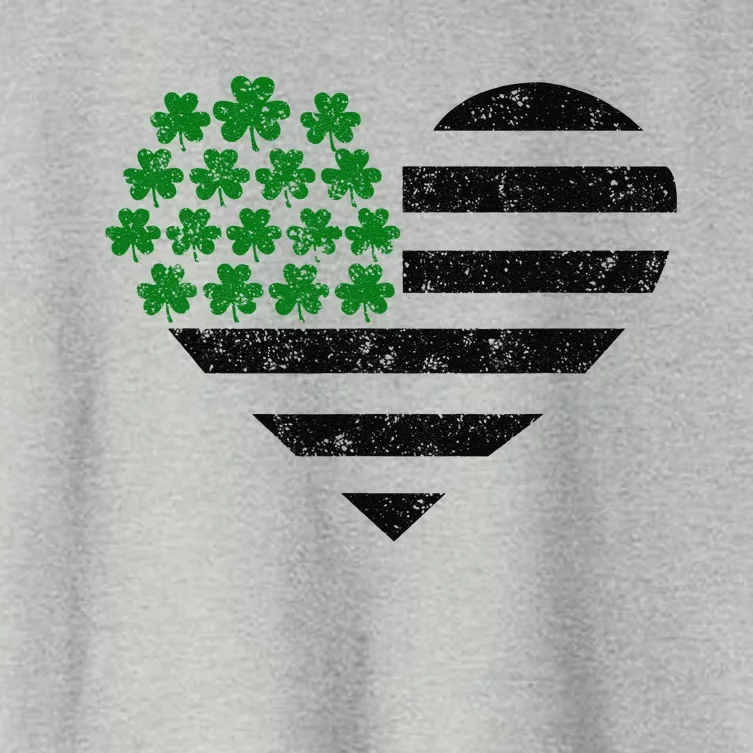 Saint Patricks Day US Flag Four Leaf Clover Shamrock Love Gift Women's Crop Top Tee