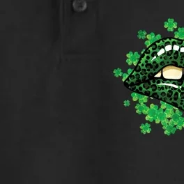 St Patricks Day Leopard Lips Lucky Shamrock Cheetah Print Dry Zone Grid Performance Polo