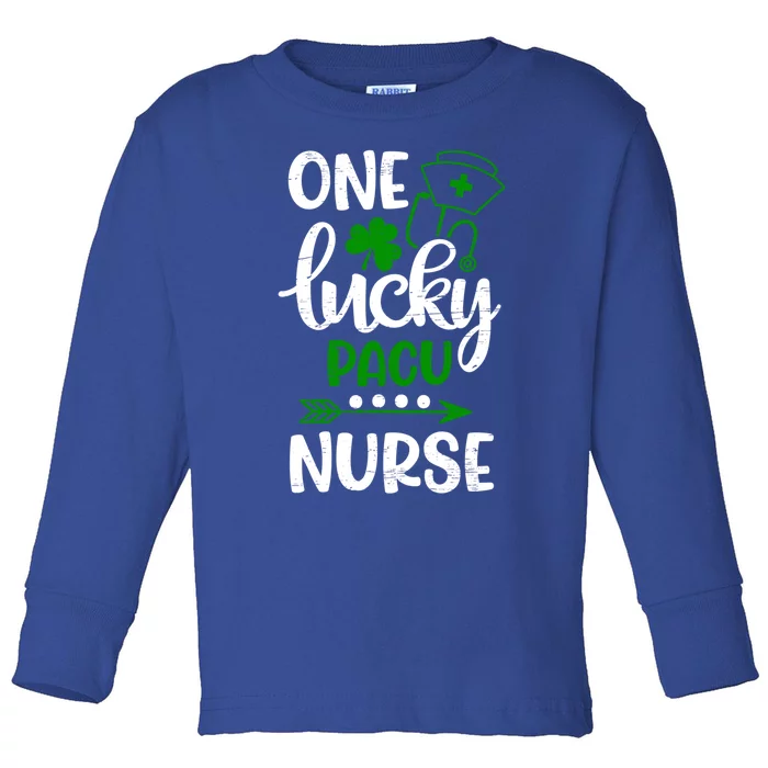 St Patrick`s Day Irish One Lucky Pacu Nurse Hospital Doctor Gift Toddler Long Sleeve Shirt