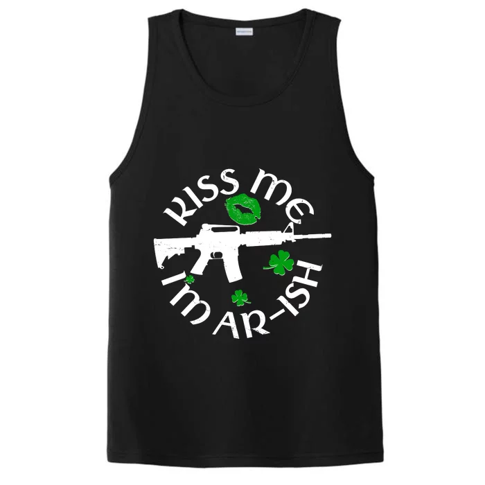 St Patricks Day Kiss Me Im Arish Ar Gun Performance Tank