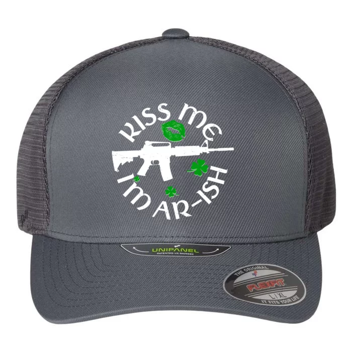 St Patricks Day Kiss Me Im Arish Ar Gun Flexfit Unipanel Trucker Cap