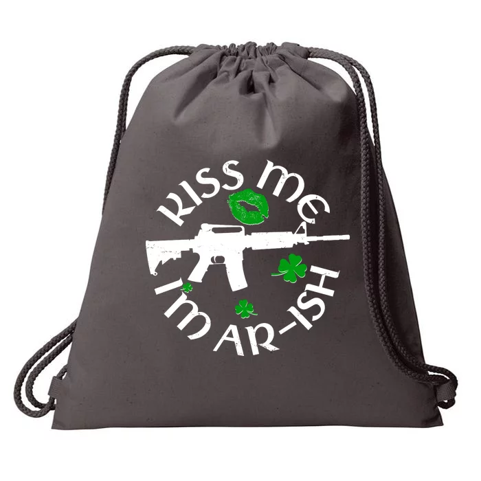 St Patricks Day Kiss Me Im Arish Ar Gun Drawstring Bag