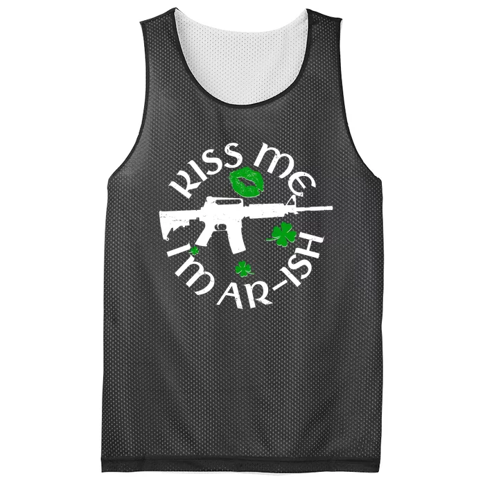 St Patricks Day Kiss Me Im Arish Ar Gun Mesh Reversible Basketball Jersey Tank