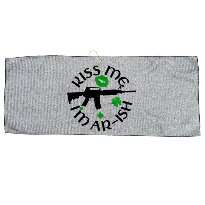 St Patricks Day Kiss Me Im Arish Ar Gun Large Microfiber Waffle Golf Towel