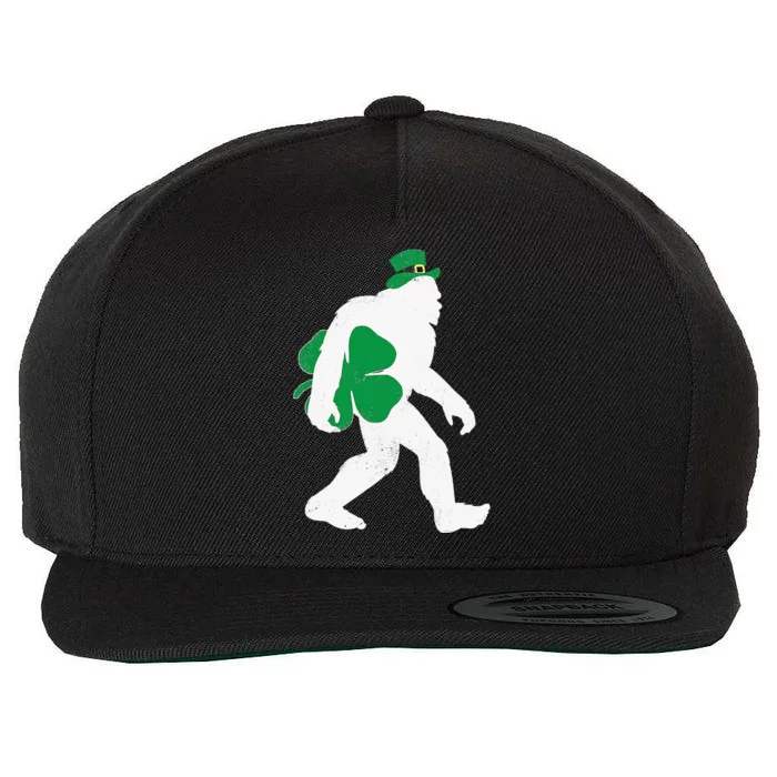 St Patricks Day Bigfoot Clover Leaf Irish Sasquatch Wool Snapback Cap