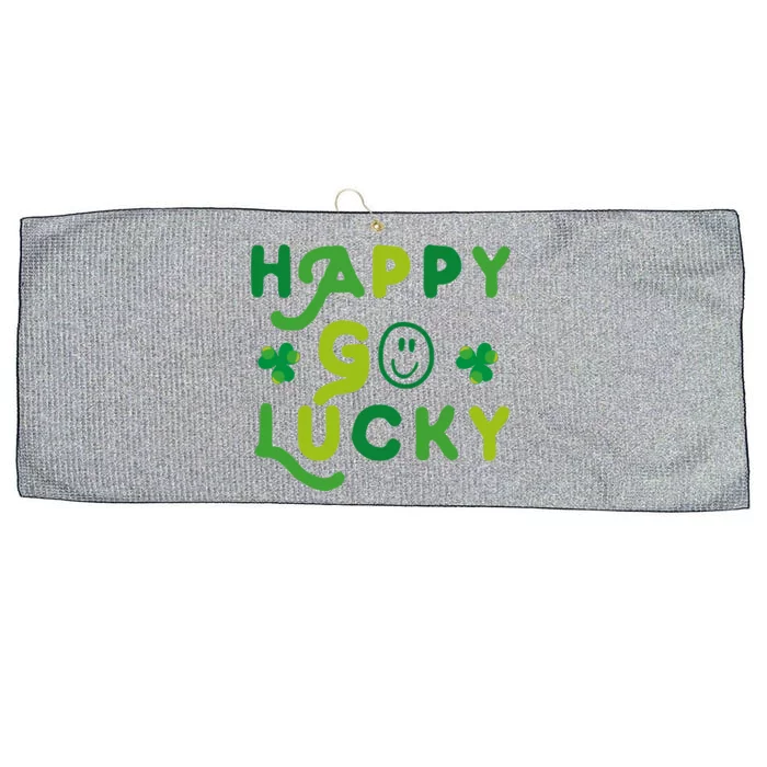 St Patrick's Day Pajamas Happy Go Lucky Irish Shamrock Gift Large Microfiber Waffle Golf Towel