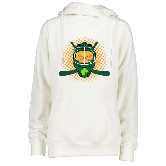 St Patricks Day Ice Hockey Lover Player Irish Green Graphic Cool Gift Womens Funnel Neck Pullover Hood