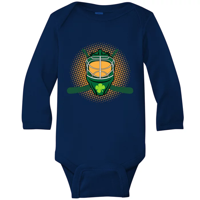 St Patricks Day Ice Hockey Lover Player Irish Green Graphic Cool Gift Baby Long Sleeve Bodysuit