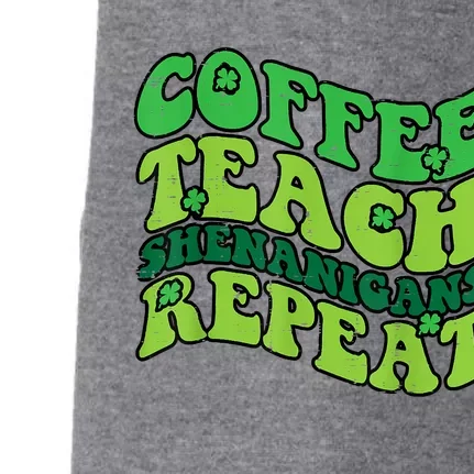 St Patricks Day Coffee Teach Saint Paddys Teacher Doggie 3-End Fleece Hoodie