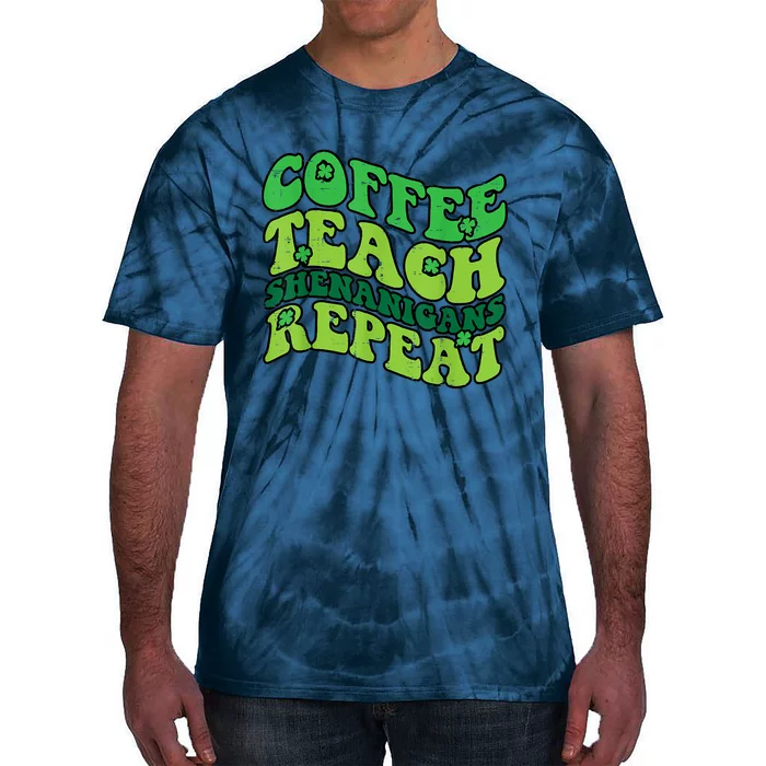 St Patricks Day Coffee Teach Saint Paddys Teacher Tie-Dye T-Shirt