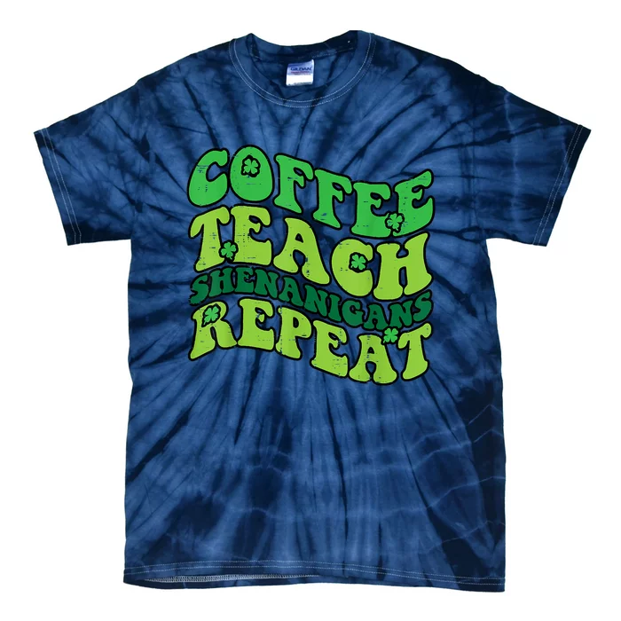 St Patricks Day Coffee Teach Saint Paddys Teacher Tie-Dye T-Shirt