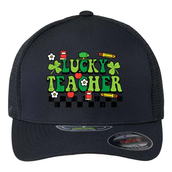 St Patricks Day Lucky Teacher Saint Paddys Groovy Wo Flexfit Unipanel Trucker Cap