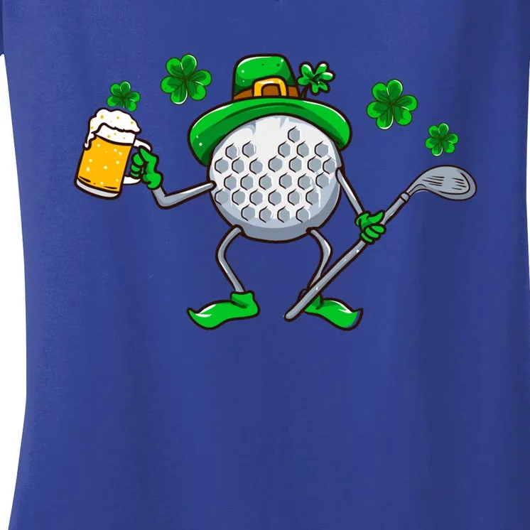 St Patricks Day Golf Golfing Irish Golfer Beer Humor Dad Gift Women's V-Neck T-Shirt