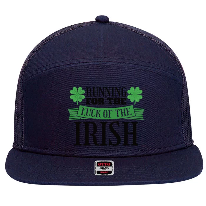 St Patricks Day Running For The Luck Of The Irish 5k Run Funny Gift 7 Panel Mesh Trucker Snapback Hat